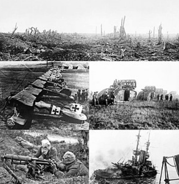 The image shown depicts the aftermath of a battle that occurred during World War I. Image from
https://en.wikipedia.org/wiki/World_War_I
